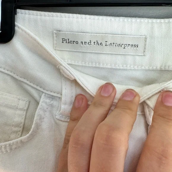 Pilcro and the Letterpress Cream Jeans with Lace-Up Hem - Picture 4 of 7